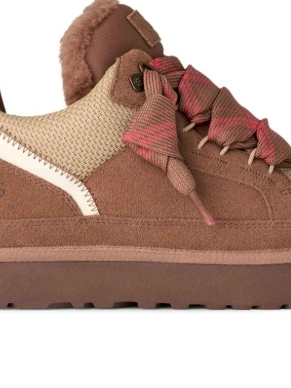 UGG Women’s Brown and Cream Platform Sneaker with Pink-Striped Laces Nwt